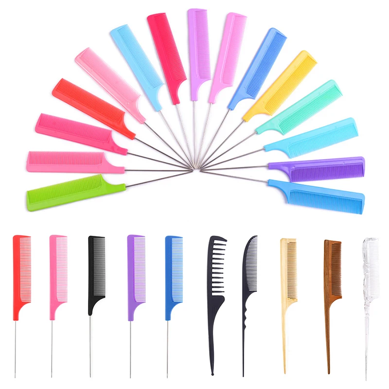 

Профессиональная салонная Расческа с мелкими зубьями, металлическая шпилька, антистатические гребни для волос в стиле крысиного хвоста, тр...