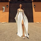 Шифоновое свадебное платье-трапеция UZN с длинными рукавами, бисером, кружевной аппликацией, сексуальное платье невесты с высоким разрезом и Боковым Разрезом, на заказ