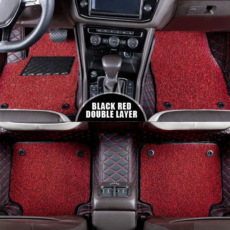 double black red Кожаные автомобильные коврики на заказ для TOYOTA Avensis 2003- Автомобильный Ковер водонепроницаемые автомобильные аксессуары - Название цвета: double black red