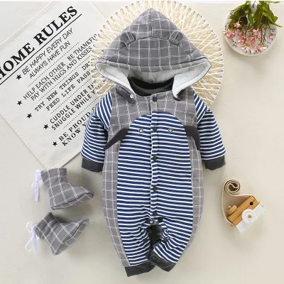 Winter Overalls for Girls Boys Jumpsuit Children's Baby Romper Hooded 0-15M Newborn Infants Babies Onesies Warm | Детская одежда и