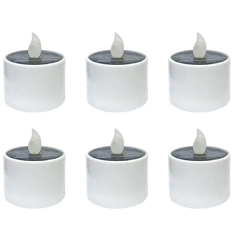 

6 Pcs Solar Powered Simulation Candle Flame Light Outdoor Garden Decor Lantern