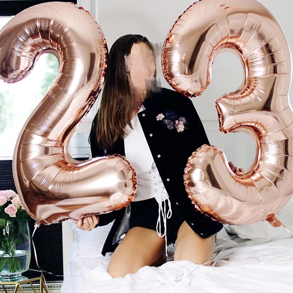 1PC 16'' 32'' 40'' Number Foil Balloon Helium Balloons Birthday Party Decoration Kids Decor For Home New Year Christmas Navidad