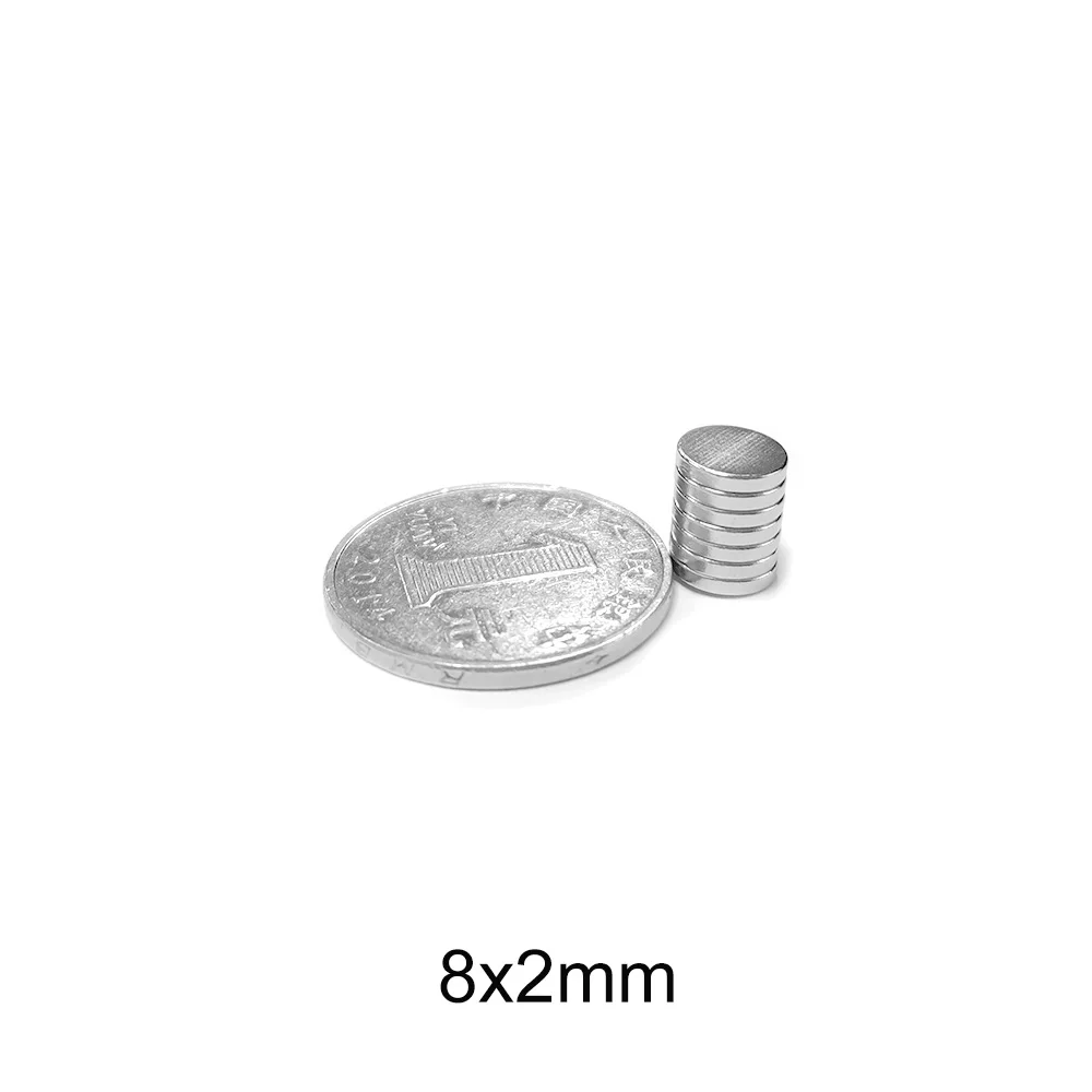 

20~500PCS 8x2 mm Permanent Neodymium Magnet 8mmx2mm Strong Round Search Magnet 8x2mm Powerful Magnetic Magnet Disc 8*2 mm N35