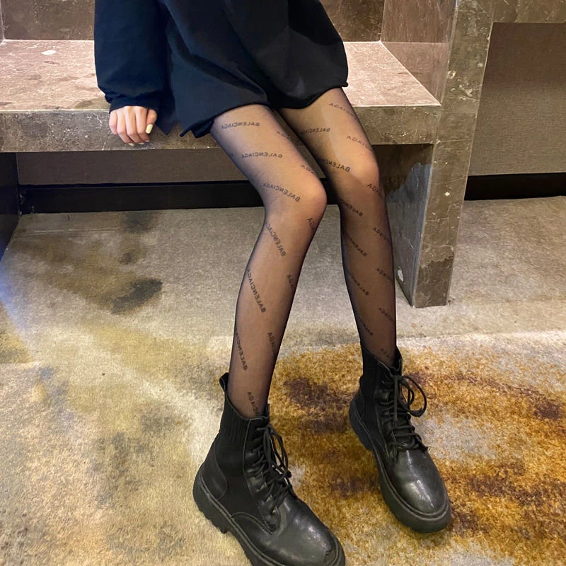 Sexy Women's Pantyhose Letter Silk Stockings Black Skin Thin | Женская одежда