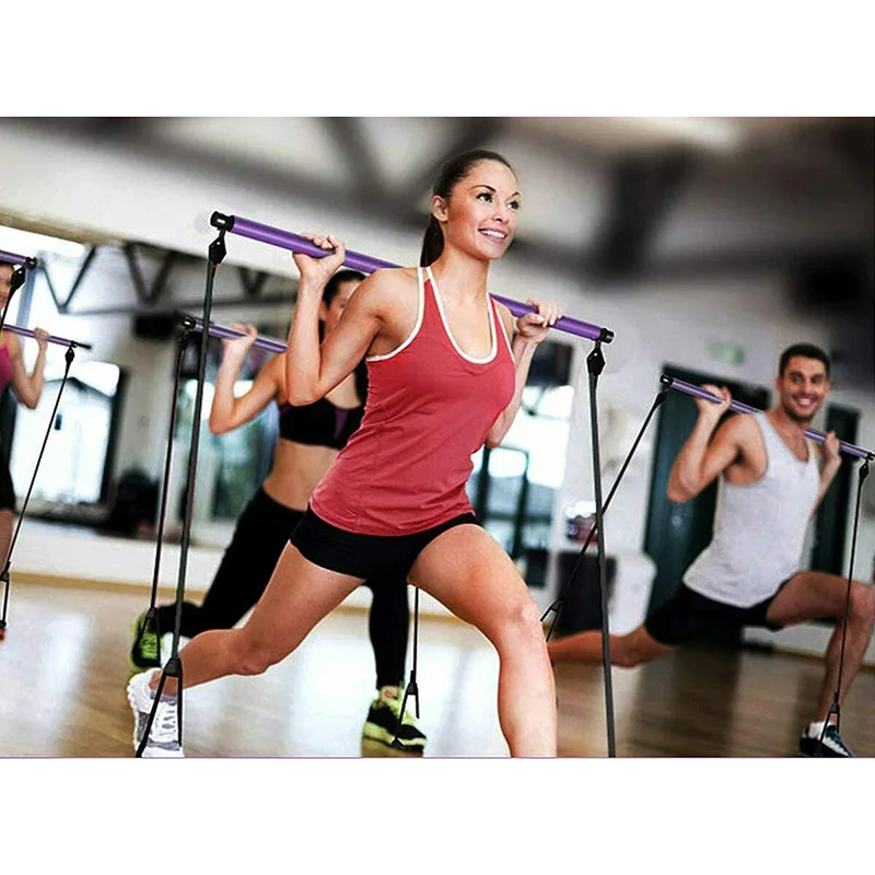 

Newly Pilates Bar Kit with Resistance Band Portable Exercise Stick for Gym Yoga Fitness Training FIF66