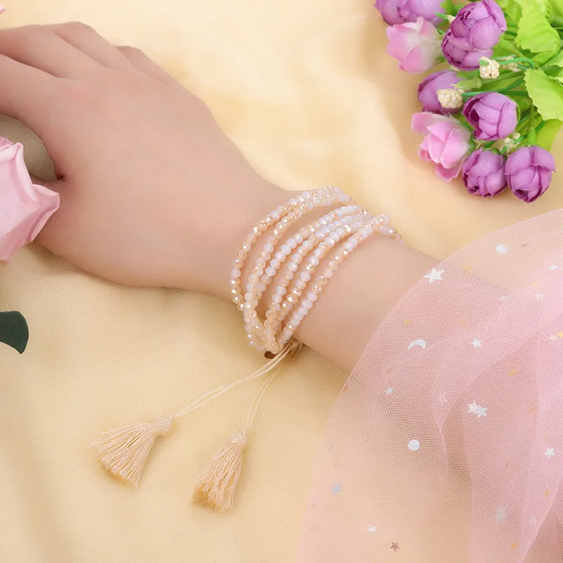 Женский браслет в стиле бохо с розовыми сердечками браслеты ручной работы