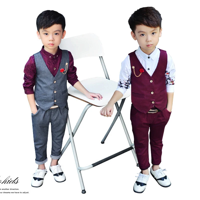 

Autumn Formal Baby Boy Clothing Set Vest Pants Children Piano Suits Dress Gentleman Kids Wedding Costume Elegant Toddler Clothes