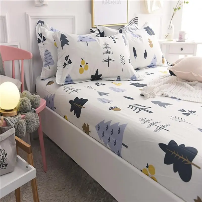 

2019 New Product 1pcs 100% Cotton Printing bed mattress set with four corners and elastic band sheets