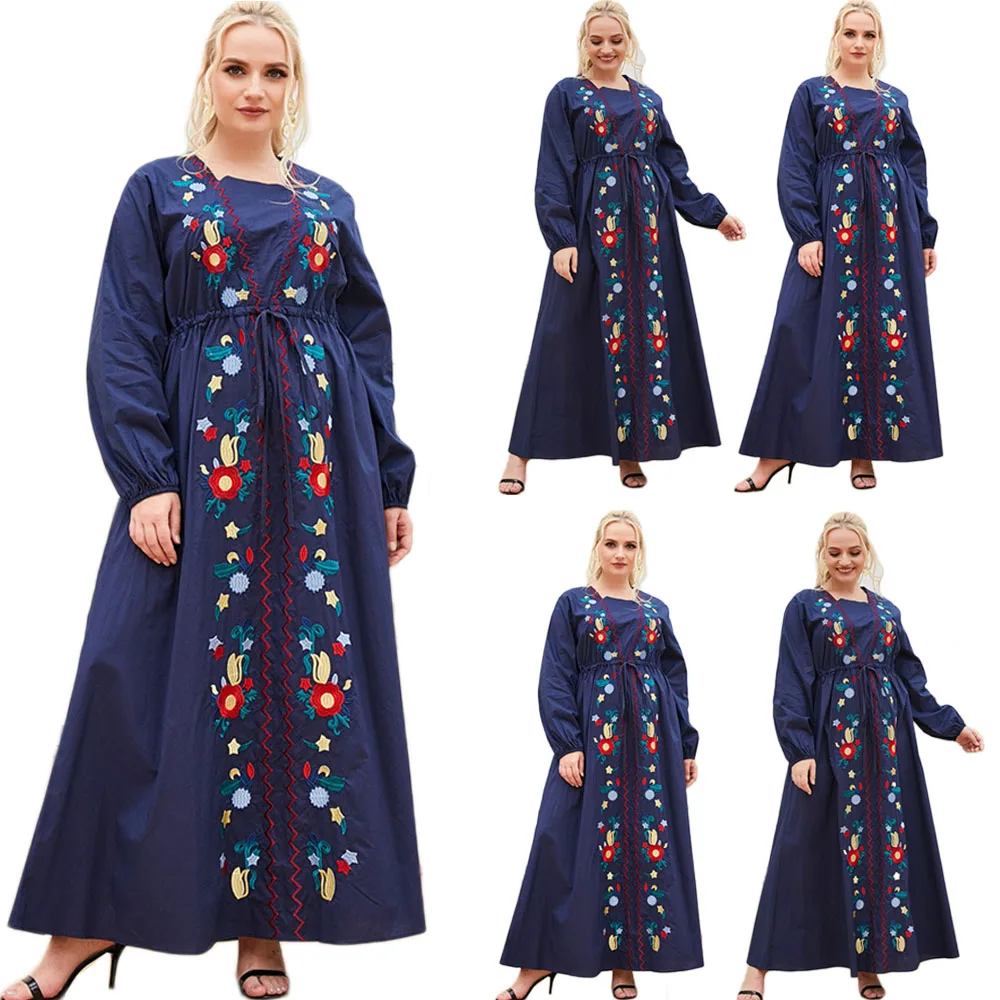 Женское платье с вышивкой, длинное платье в этническом стиле, мусульманское, арабское, мусульманское, одежда для Рамадана, Ближнего Востока,...