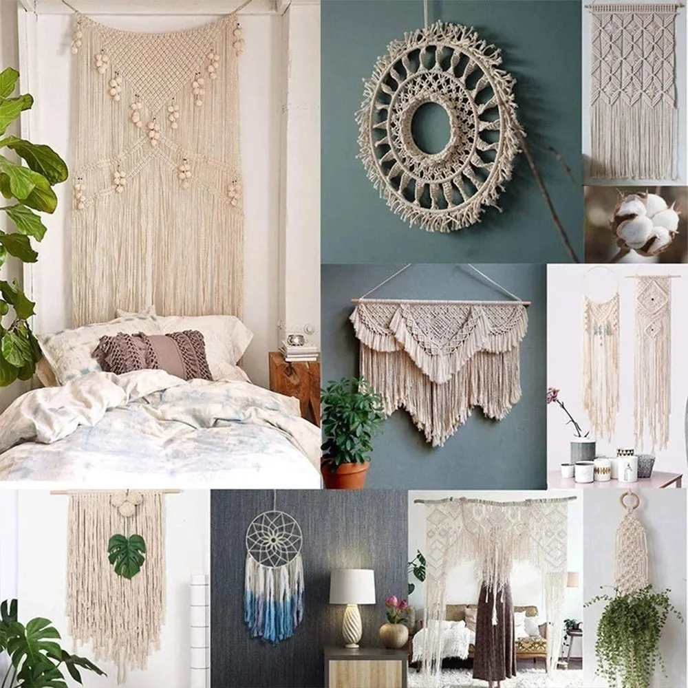 

Wall Stick With Hanger Hanging Braided Wood Rope Plant Cotton Cord Macrame 74pcs
