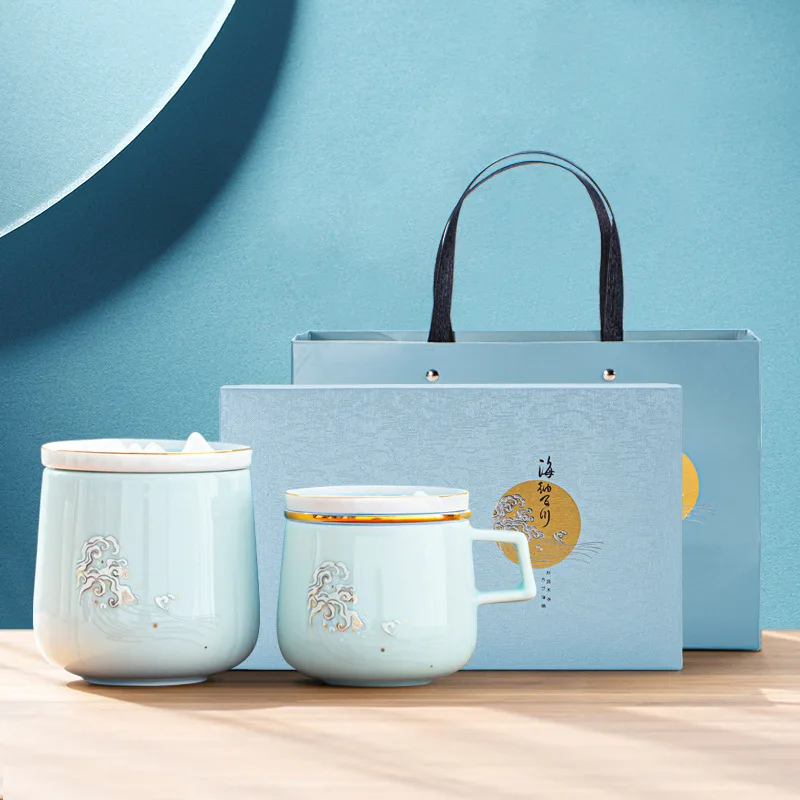 

Creative Luxury Mug, Tea Caddy Set, A Cup and A Pot with Lid Modern Design Ceramic Coffee Cup and Kitchenware Afternoon Tea