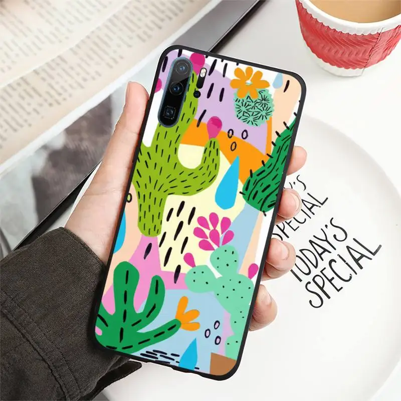 

Plant cactus cartoon pattern Phone Case For Huawei honor Mate P 10 20 30 40 i 9 8 pro x Lite smart 2019 nova 5t