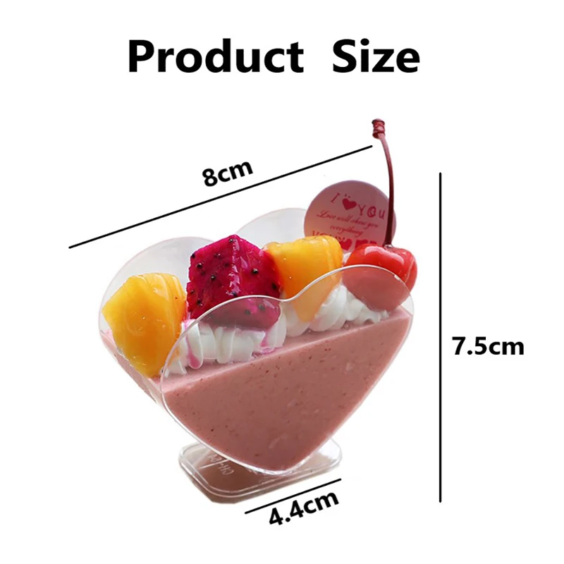 

20pcs Transparent Mousse Dessert Heart-shaped Cake Cups Birthday Decor Party Wedding Supplies Disposable Plastic Tableware