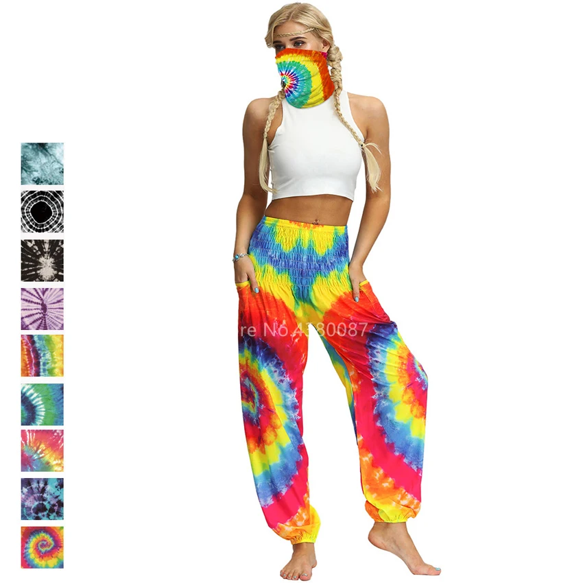 

Asian Traditional Kimono Pants Fancy Loose Streetwear Tie-dye Casual Bandhnu Loose Yoga Fashion Trouser Gradient Soft Homewear