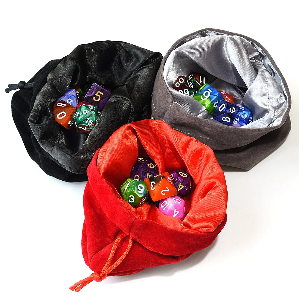 

Round bottom Drawstring Velvet Dice Bag Double-Layer for Packing Gift Dice Jewelry Coin Storage Wine bag Trinkets Red Black Gray
