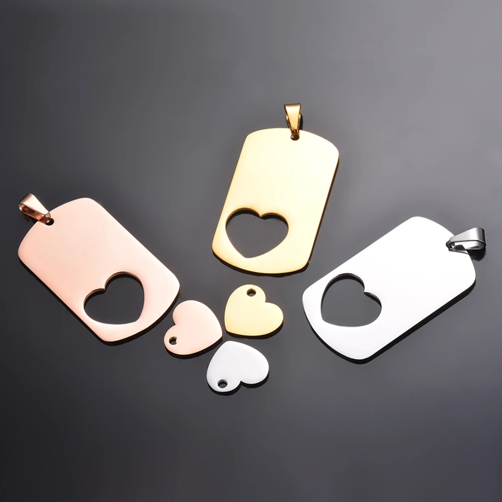 3 шт./лот зеркальная полировка из нержавеющей стали Прямоугольный кулон в форме