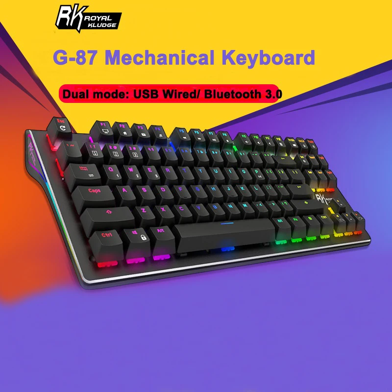 royal kludge rk g 87 87keys wireless bluetooth 3 0 usb wired dual mode mechanical gaming keyboard brown switch brown switch free global shipping