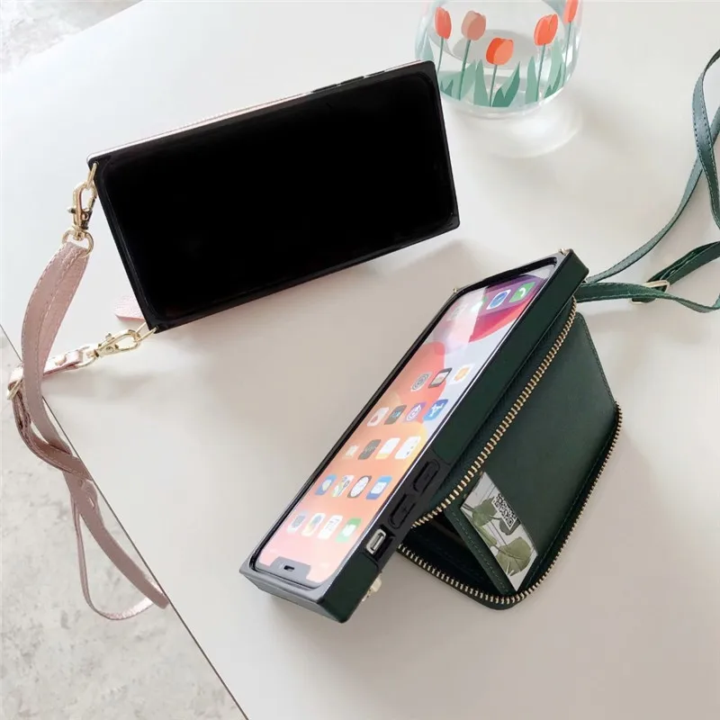 Case For Iphone 14 13 12 Mini 11 pro xs max Xr 7 8plus Se 2020 Cover Wallet Card Holder Leather Shoulder Strap Belt Phone Bag