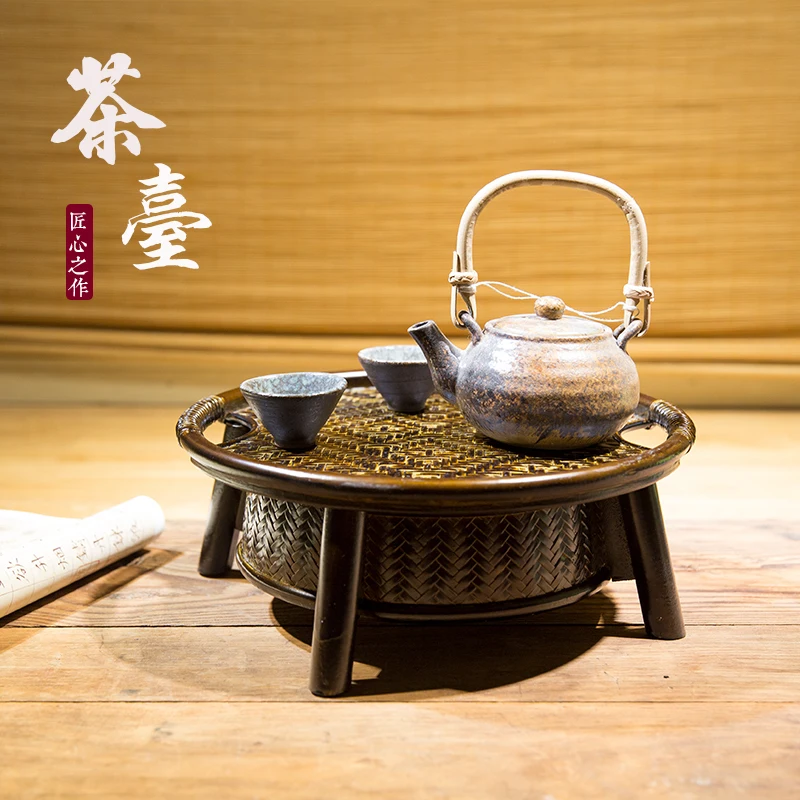

Tea Tray Plate Japanese Tea Ceremony Handmade Bamboo Weaving Tea Set Basket Lacquer Chinese Kung Fu Teapot Table