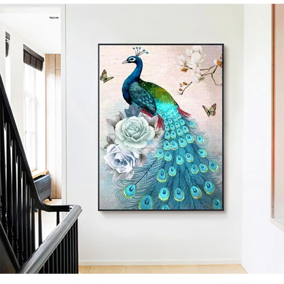 AZQSD DIY Раскрашивание по номерам Павлин домашнее украшение картина маслом