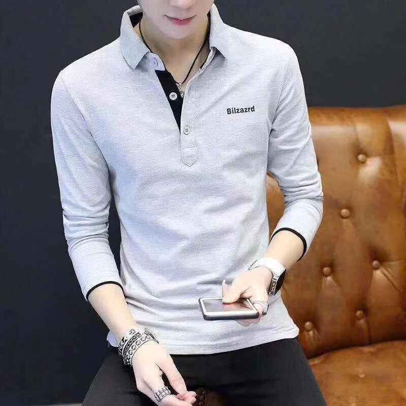 

New Fashion Brand Designer Polo Shirt Men Korean Slim Fit Long Sleeve Streetwear Cotton Poloshirt Casual Men's Clothing
