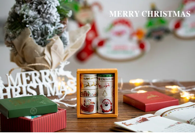 10pcs/set Happy Christmas cute Release paper tape set Lovely New Year style decorative tape bullet journal sticker kawaii