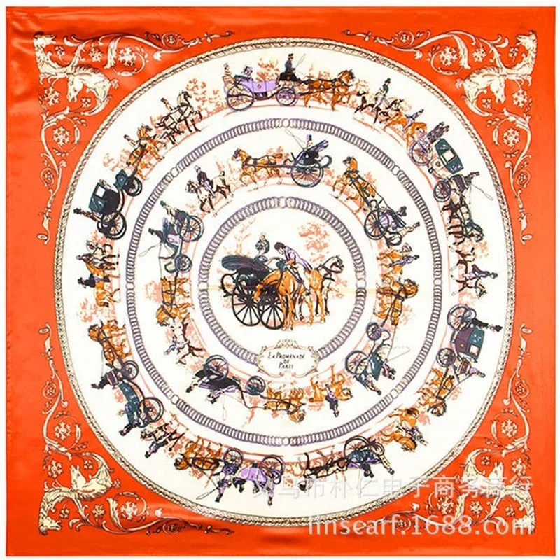 

Дизайнерский шелковый шарф с принтом, женская большая бандана, шали 90x90 см, шарфы, роскошный женский хиджаб, модный шарф на шею, новинка 2021