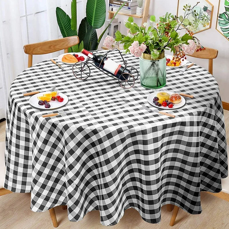 

2Pcs Checkered Tablecloth Round , Stain Resistant, Wrinkle Resistant and Spill Proof Gingham Tablecloths, Decorative Buffalo Pla
