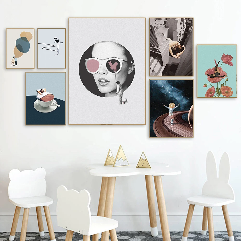 Винтажный абстрактный постер для девочек красочный мечтник фотография Декор