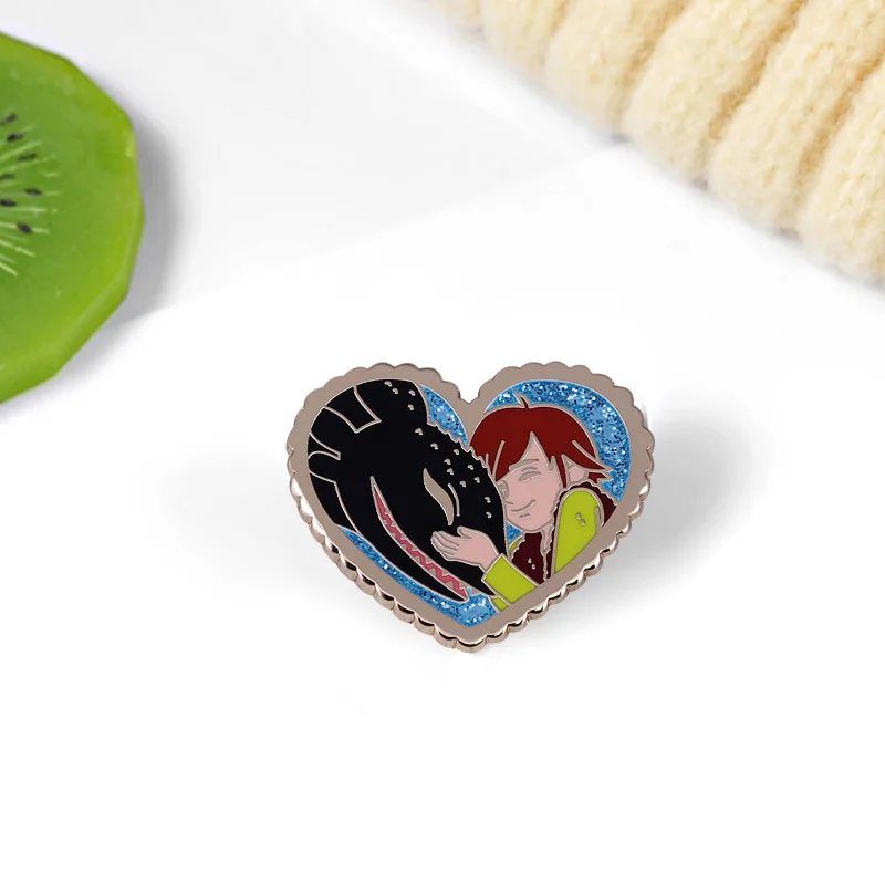 Эмалированная брошь в виде черного дракона без зубцов и гекса значок ночной