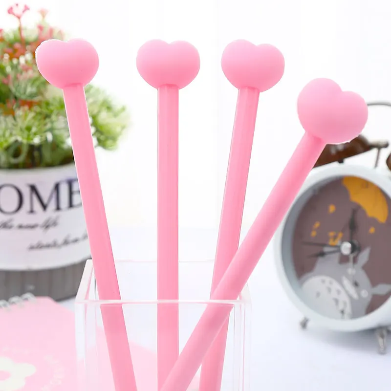 Korean Pink Heart Gel Pen Beautiful Kawaii Cute Fluffy Ballpoint Stationary For School Office Writing Supplies Stationery Thing |