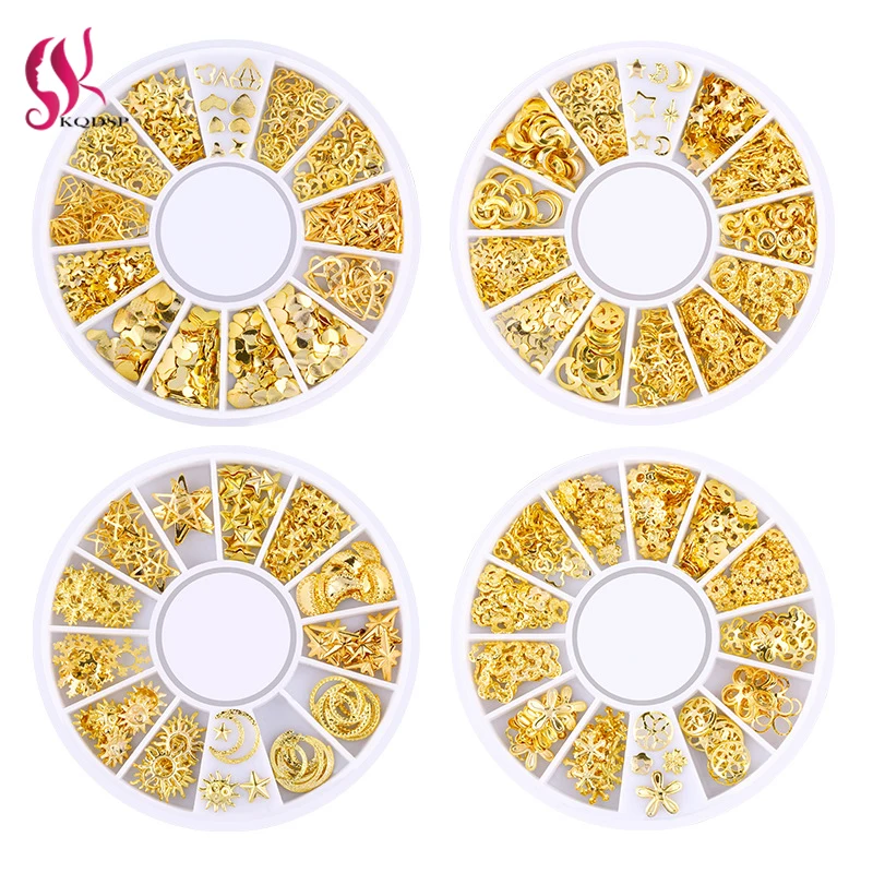 

3D Nail Art Rhinestone Stars Moon Gold Silver Mixed Colorful Crystal Studs Beads Decorations DIY Manicure Accessories In Wheel