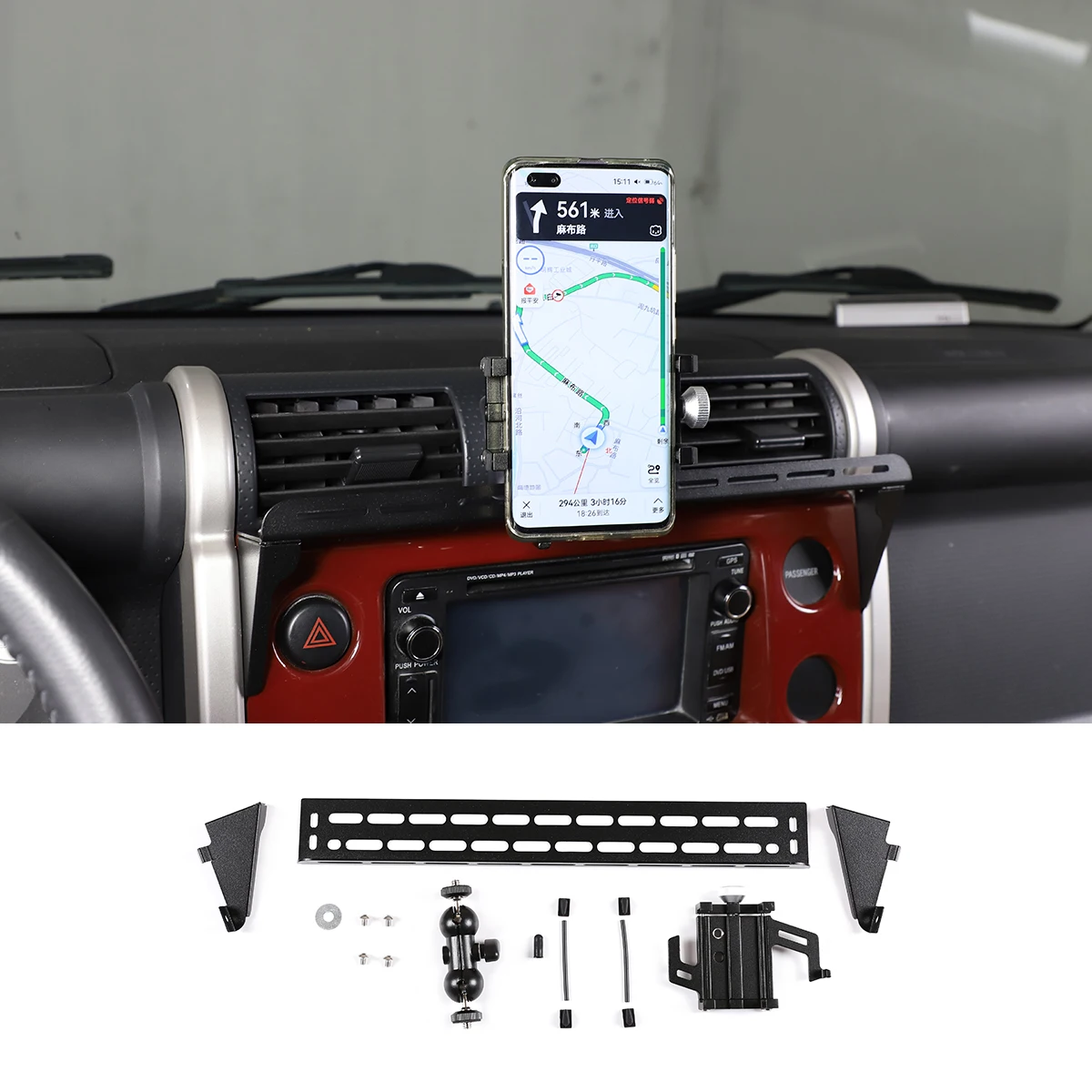 st car accessories stainless steel center console multifunction phone mobile bracket holder mounts for toyota fj cruiser 07 2021 free global shipping