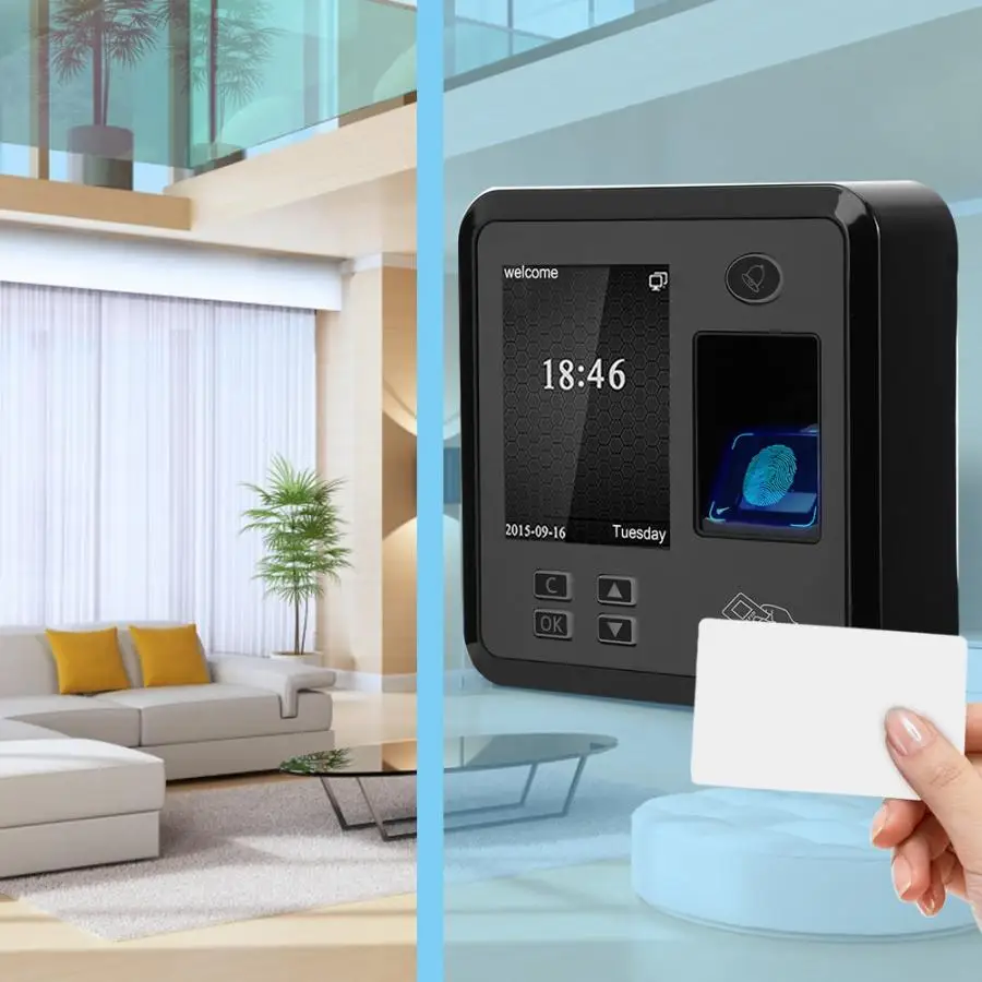 TCP IP 2.4in TFT 125 кГц отпечатков пальцев RFID карта Машина посещаемости времени система