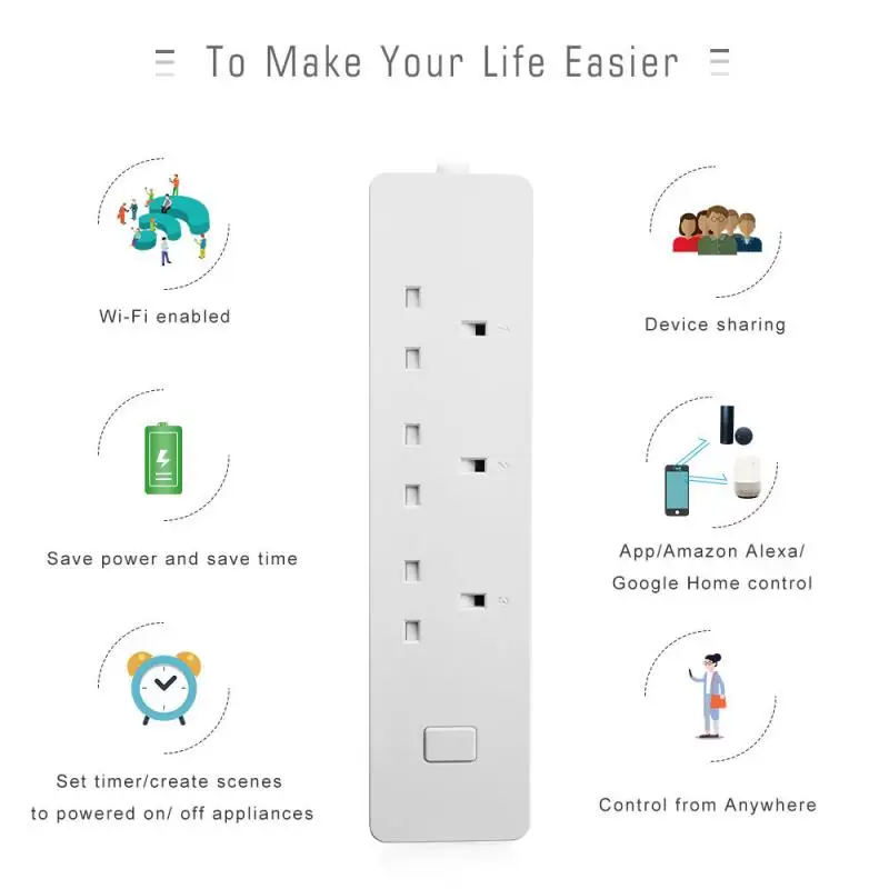 WiFi умная полоса питания универсальные розетки с USB пультом дистанционного