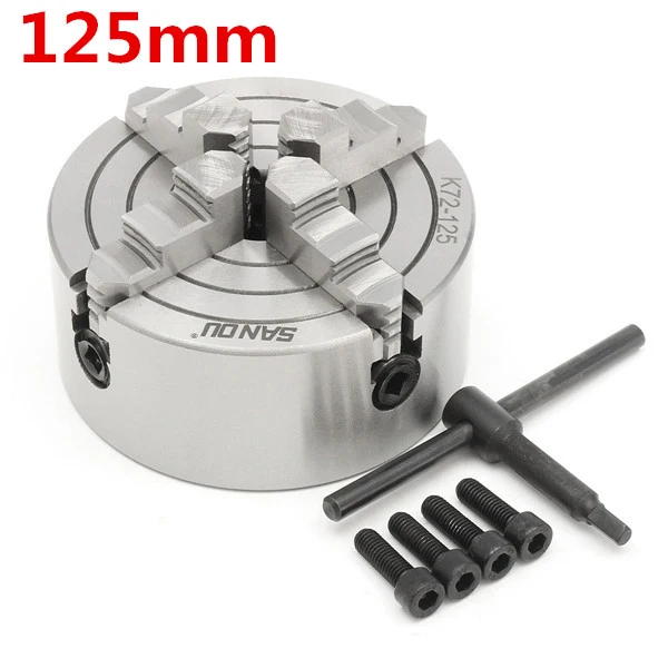 K72-80/K72-100/K72-125 4 кулачковый токарный патрон 80 мм/100 мм/125 мм независимый Самоцентрирующийся 1 шт. защитный патрон ключ 3 шт. Монтажный болт