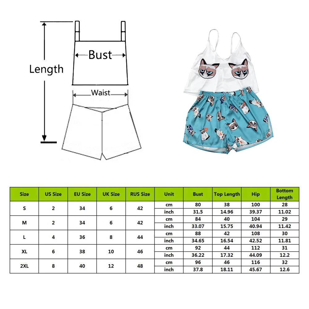 

Satin Pajamas Home Clothes Fox Cartoon Print Lovely Sleepwear Set 2020 Summer Pijamas Women Sexy Silk Pyjamas Home Suit