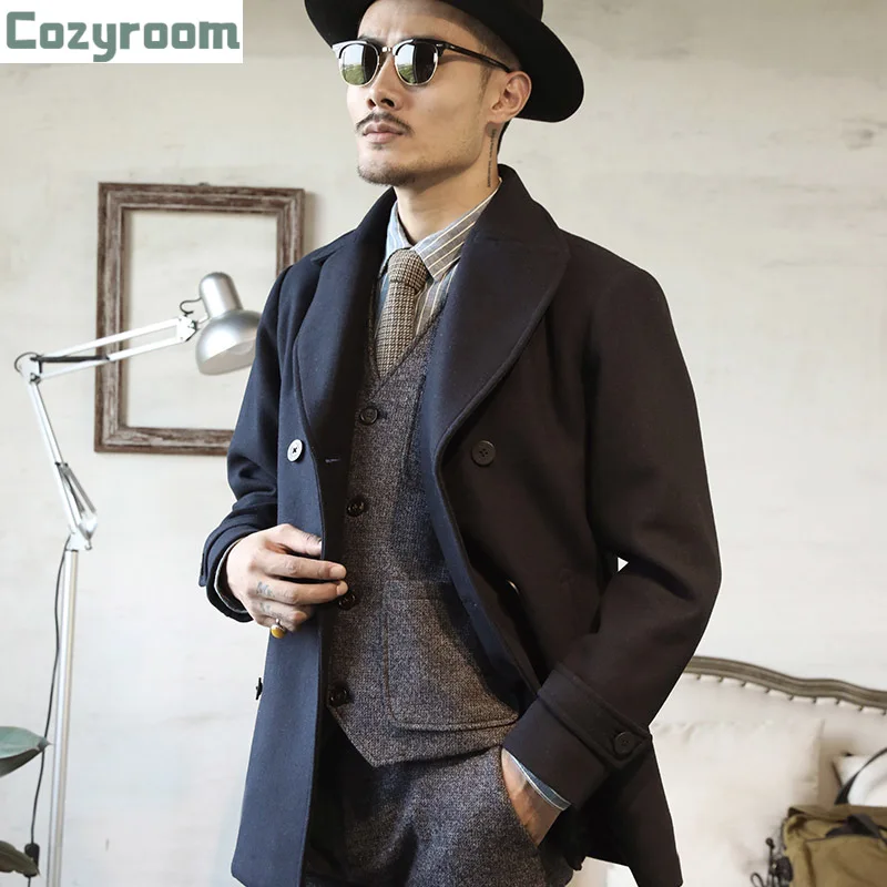 

WT-0001 Read Description ! Asian size navy jacket mans winter thick warm 1000 gsm wool pea jacket
