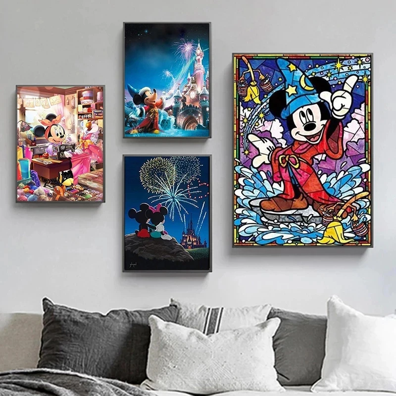 

Canvas Printed Wall Art Mickey Mouse Poster Mickey Painting Modern Home Decor Minnie Modular Pictures No Frame For Living Room