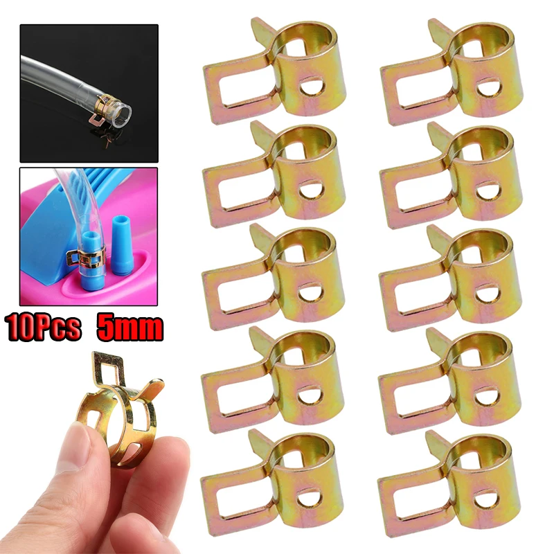 10pcs Car 5mm Fastener Spring Clip Tube Clamps Fuel Water Line Hose Pipe Parts | Автомобили и мотоциклы