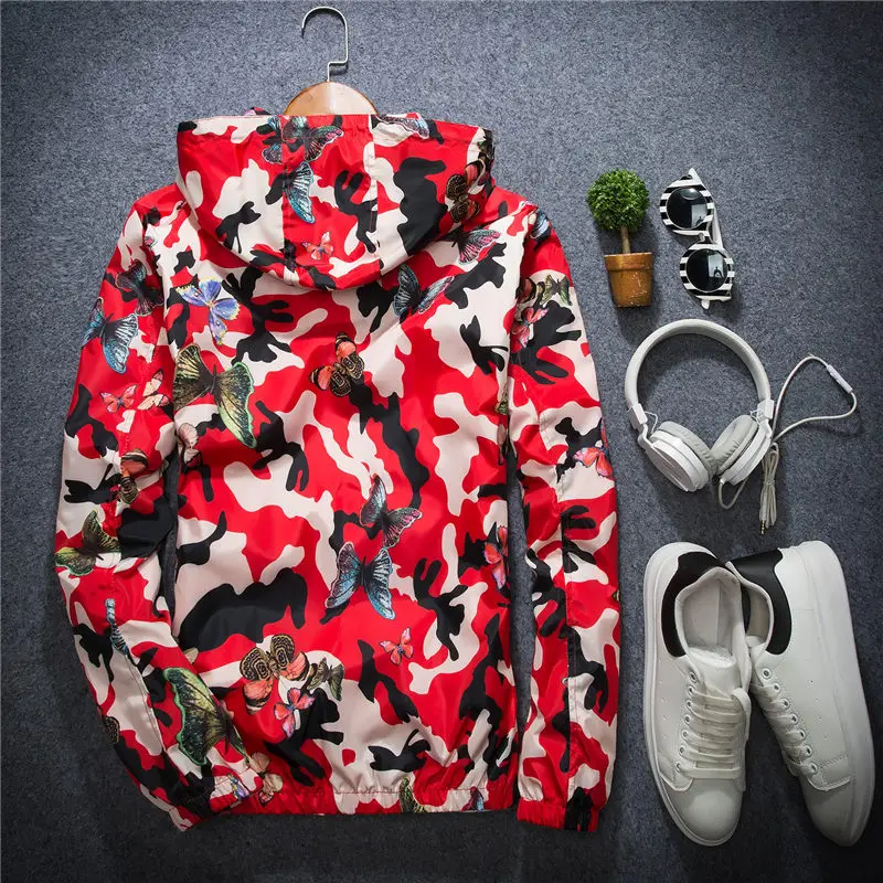 Мужская Повседневная летняя куртка с цветочным принтом легкая ветровка