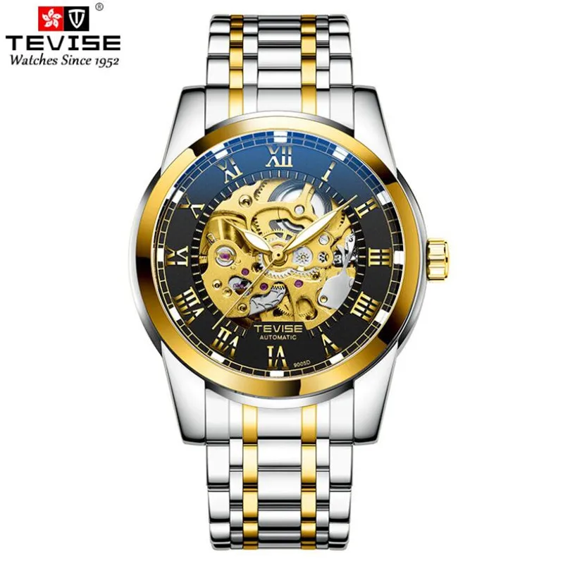 

TEVISE Luxury Casual Design Stainless Steel Mens Watches Top Brand Luxury Automatic Mechanical Skeleton Watch 2021 NEW