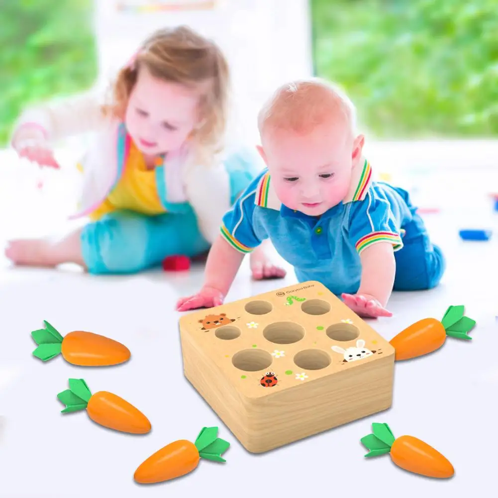 

Educational Wooden Toys Carrots Harvest Shape Size Sorting Game Shape Cognition Fine Motor Skill Develop Preschool Learning Toy