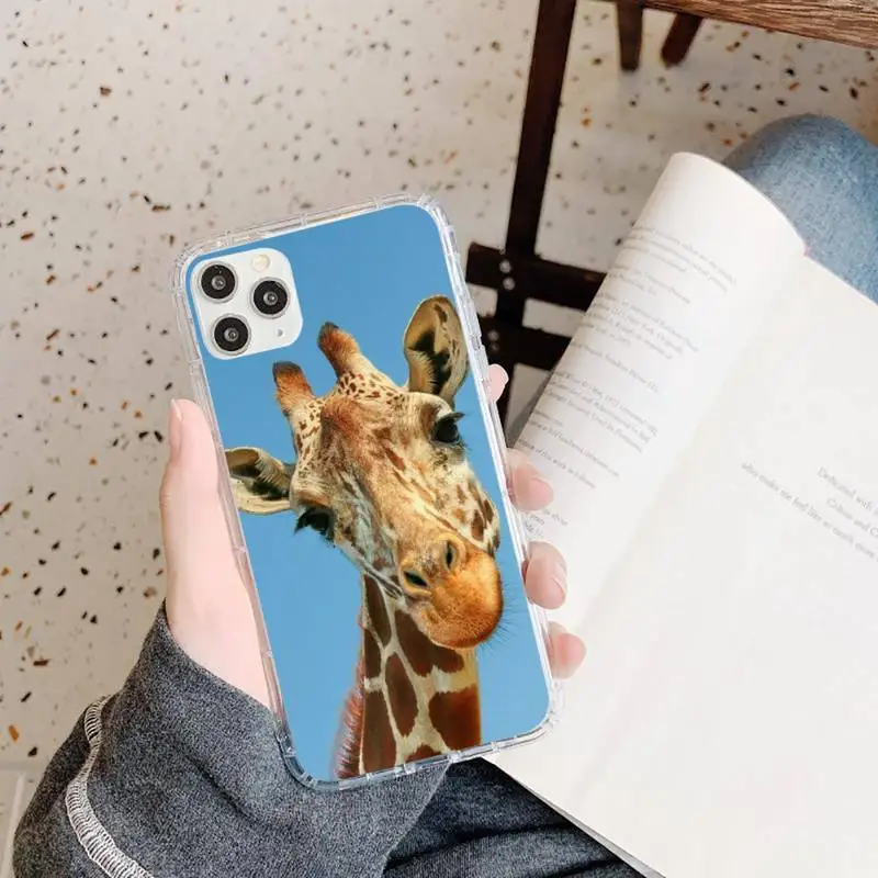 

giraffe cartoon fashion carcasa Phone Case Transparent soft For iphone 5 5s 5c se 6 6s 7 8 11 12 plus mini x xs xr pro max