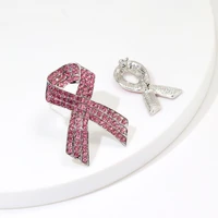 breast cancer awareness brooch wrhinstone pink ribbon crystal lapel pin for women enamel breast reconstruction awareness bra