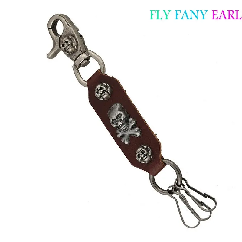 Кожаный брелок для ключей с черепом и пряжкой в виде головы автомобиля пары авто
