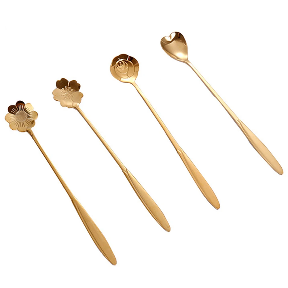 

Stainless Steel Spoon Beverage Tableware For Dessert And Coffee Home 4Pcs 4-piece Set