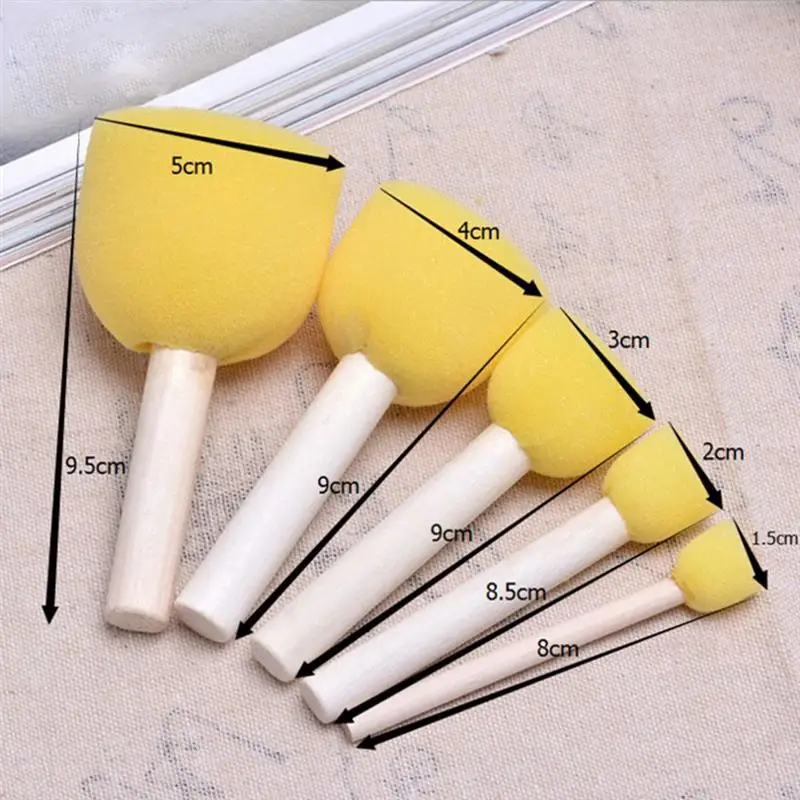 

5pcs Assorted Round Paint Foam Sponge Brush Set Painting Tools Stippler for Kids Painting Crafts and DIY Art Graffiti Painting