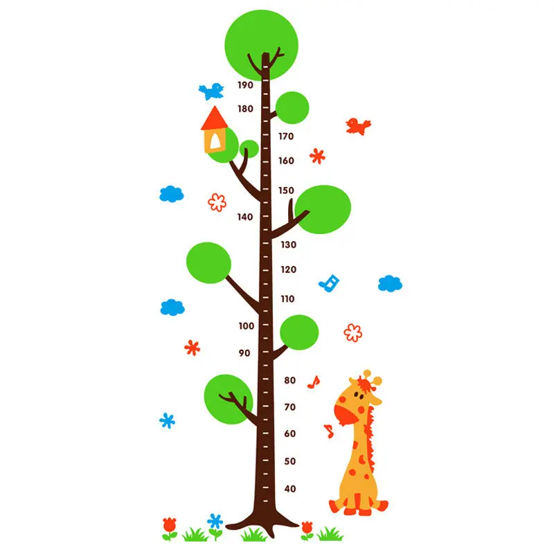 Cartoon 3D Acrylic Wall Sticker Kids Bedroom Decor Height Measure Stickers Nursery Room Chart Wallpaper 1Pc | Дом и сад