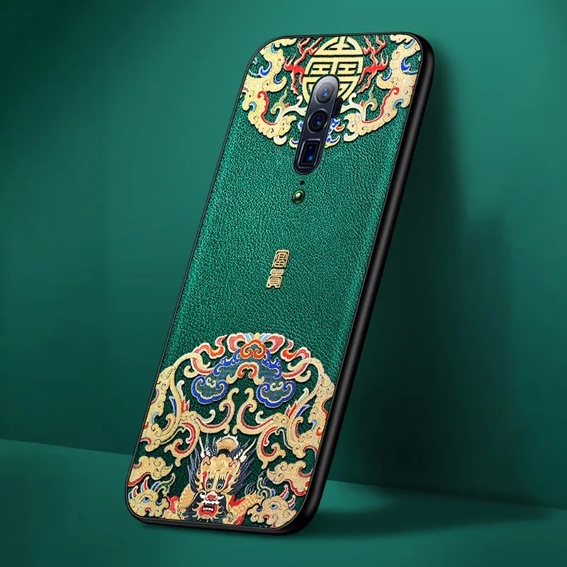 Emboss Leather Phone Case For OPPO Reno 2 Z 3 Pro ACE A5 A9 2020 Coque Luxury Matte Back Cover Realme X2 | Мобильные телефоны и